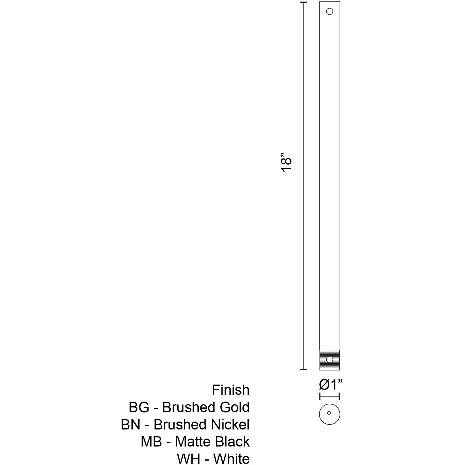Fan Downrod White Fan Downrod